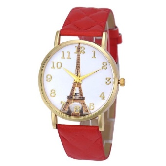 Paris Eiffel Tower Women Faux Leather Analog Quartz Wrist Watch RD - intl  