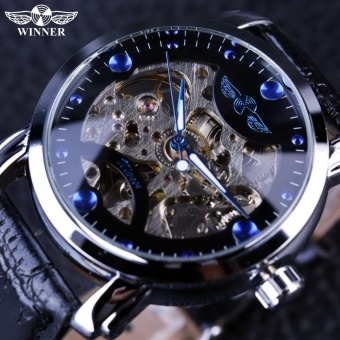 Pemenang hitam biru rangka atas merek jam tangan pria mewah jam kerangka mekanis otomatis desainer jam tangan pria jam tangan klasik - International  