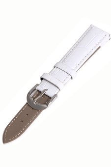 PU Leather Adjustable Replacement Watchband Watch Band Strap Belt with Pin Clasp for 18mm Watch Lug White  
