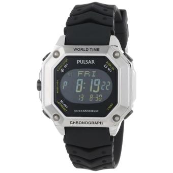 Pulsar Watch Black Stainless-Steel Case Rubber Strap Mens NWT + Warranty PW3001  