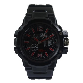 Q&Q - Jam Tangan Analog Pria - Rubber Hitam - Dial Hitam - Bezel Hitam QQX 1081-01  