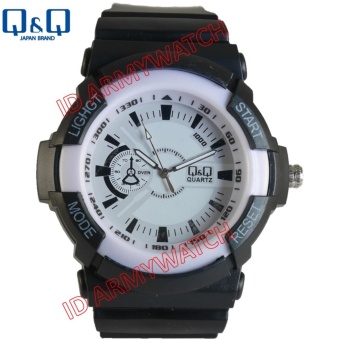 Q&Q - Jam Tangan Analog Pria - Rubber Hitam - Dial Putih - Bezel Putih QQX 1123-05  