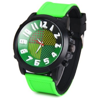 QF A1668 Cool Quartz Watch with Stereo Arabic Numerals Indicate and Rubber Watch Band for Men (GREEN)  