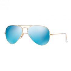 Ray-Ban Sunglasses Aviator Large Metal RB3025 - Matte Gold (112/17) Size 62 Cry.Green Mirror Multil.Blue