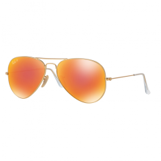 Ray-Ban Sunglasses Aviator Large Metal RB3025 - Matte Gold (112/4D) Size 58 Brown Mirror Red Polar