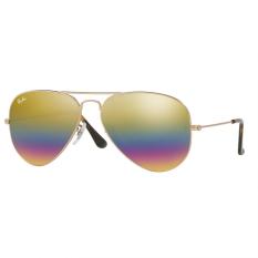 Ray-Ban Sunglasses Aviator Large Metal RB3025 - Metallic Light Bronze (9020C4) Size 62 Light Grey Mirror Rainbow 3