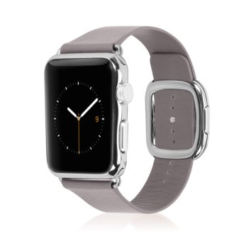 Replacement Modern Buckle Genuine Leather Wrist Band Strap for Apple Watch 42mm in Light Pink  