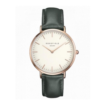 ROSEFIELD Women's Fashion Simple Style Rose Gold Dial Thin Leather Strap Quartz Watch(Green) - intl  