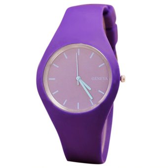 S & F Geneva Unisex Analog Quartz Candy Color Silicone Sports Wrist Watch - Purple  