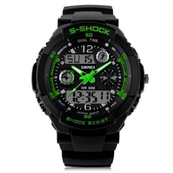 S & F Skmei 0931 Men?€?s Multi-function Analog-Digital LED Light 50M Water Resistant S-shock Sports Electronic Wristwatch - Green  
