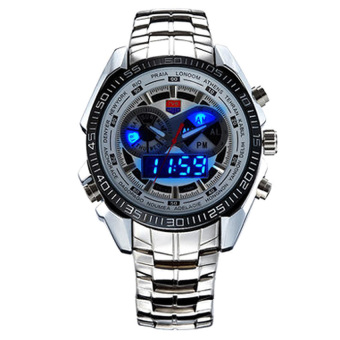 S & F TVG KM-468 Seal Elite Military Dual Movement Digial LED Sports Mens Wrist Watch (Silver) - intl  