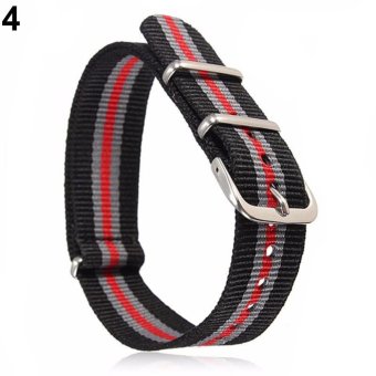 Sanwood® 18mm/20mm Adjustable Durable Nylon Wrist Watch Band Strap Replacement Tool 18mm (BLACK_gray_red) - intl  