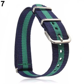 Sanwood® 18mm/20mm Adjustable Durable Nylon Wrist Watch Band Strap Replacement Tool 18mm (Navy_green_navy) - intl  