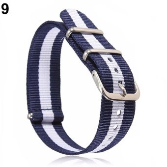 Sanwood® 18mm/20mm Adjustable Durable Nylon Wrist Watch Band Strap Replacement Tool 18mm (Navy_white_navy) - intl  