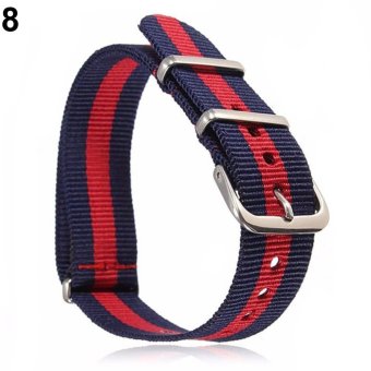 Sanwood® 18mm/20mm Adjustable Durable Nylon Wrist Watch Band Strap Replacement Tool 20mm (Navy_red_navy) - intl  