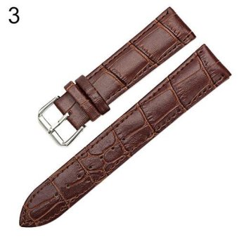 Sanwood® Unisex Faux Leather Watch Strap Buckle Band Black Brown White 18mm (Brown) - intl  