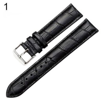 Sanwood® Unisex Faux Leather Watch Strap Buckle Band Black Brown White 22mm (Black) - intl  