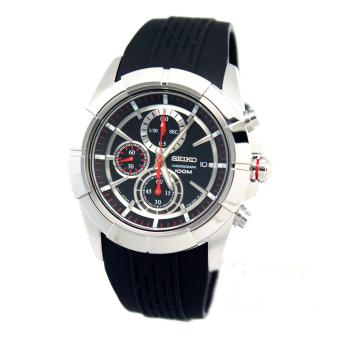 Seiko Watch Lord Chronograph Black Stainless-Steel Case Rubber Strap Mens Japan NWT + Warranty SNDE67P1  