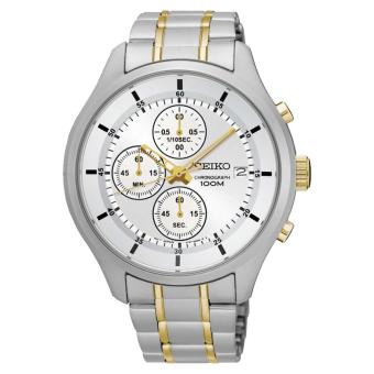 Seiko Watch Neo Sports Chronograph Silver Stainless-Steel Case Two-Tone-Stainless-Steel Bracelet Mens Japan NWT + Warranty SKS541P1  