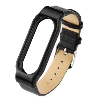 SH D.MRX Genuine Leather Band for Xiaomi Miband 2 Black - intl  