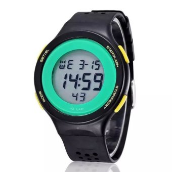 SHHORS Men Sports Military Watch Women LED Digital Multifunctional 36M Waterproof Student Watch black  