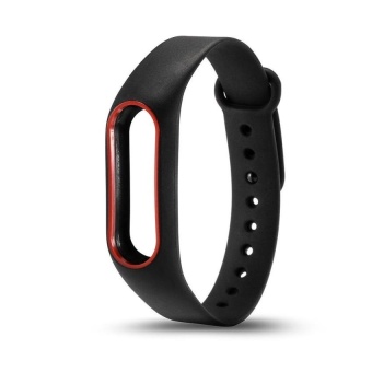 Silicone Wrist Strap Bracelet Double Color Replacement watchbandfor Original Miband 2 Xiaomi Mi band 2 Wristbands Black Red - intl  