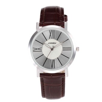 SINOBI 8159G03 Male Quartz-watch Brown Leather Mens Fashion Alloy Wristwatches  