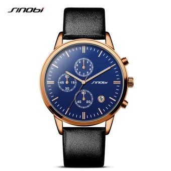 SINOBI 9629 Fashion Mens Wrist Watches Sports Multifunction Chronograph Leather Watchband Quartz Clock - intl  