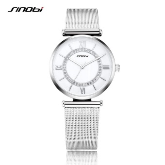 SINOBI 9631 Fashion Golden Women's Diamonds Wrist Watches Quartz Clock Bracelet Wristwatch - intl  