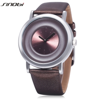 SINOBI S9372G Male Quartz Watch Nail Shape Scale 30m Water Resistance Leather Band Wristwatch (Brown) - intl  