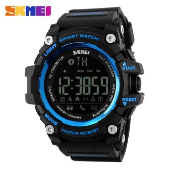 Skmei 1227 Men's Sports Wristwatches Smart Pedometer Bluetooth Watch Men's Sports Waterproof Digital Watch - Blue - intl  