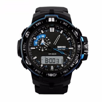 SKMEI Casio Men Sport LED Watch Jam Tangan Sport Water Resistant 50m AD1081 - Hitam Biru  