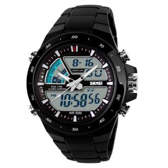 SKMEI Casio Men Sport LED Watch Water Resistant 50m AD1016 / Jam Tangan Sporty Pria Jam Tangan Kasual - Hitam Kualitas Original Garansi 1 Bulan  