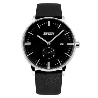 SKMEI Cosmo - Jam Tangan Pria - Hitam - Tali Kulit - 1081 Black Edition  