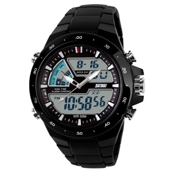 SKMEI Fashion Men's Sport LED Waterproof Rubber Strap Wrist Watch -Black+Red 1016 - intl  