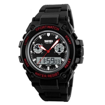SKMEI Men Sport LED Watch Water Resistant 30m Jam Tangan Sport LED AD1217 - Black Red + Box Original SKMEI  