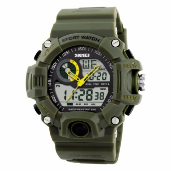 SKMEI Men Sport Watches Digital Chronograph Double Time Alarm Watch 50M Watwrproof EL Light Wristwatches Relogio Masculino - intl  