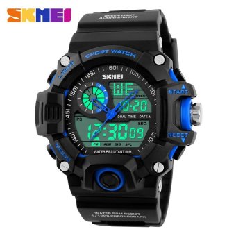 SKMEI Men Sports Watches Digital Analog Military Multifunctional Wristwatches Waterproof Fashion Casual Quartz Watch 1029 - Blue - intl  