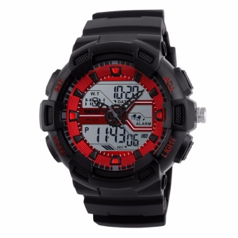 SKMEI Men Sports Watches LED Back Light 50M Water Resistant Shock Military Watch Quartz Digital Dual Display Wristwatches - intl  