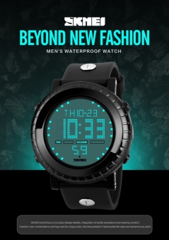 SKMEI merek Watch 1172 tinggi kualitas Digital Watch LED Display busana Olahraga Watch pria 5ATM air tahan multifungsi manusia Digital jam tangan - intl  