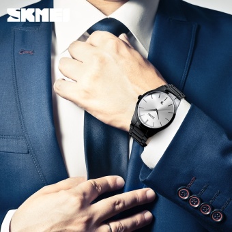 SKMEI New Fashion Casual Men's Brand Steel Waterproof Quartz Wristwatches-Silver(9140) - intl  