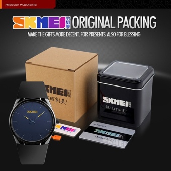 SKMEI Watch 1601S pria kuarsa Watches mode santai Ultra tipis jam tangan 30M tahan air sederhana Black Watch  