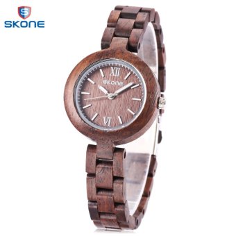 SKONE 7400 Female Wooden Quartz Watch Luminous Pointer Slender Band 3ATM Wristwatch (Purple) - intl  