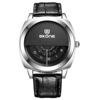 SKONE New Design Brand Fashion Leather Strap Casual Men Watches 501704(Black) - Intl  
