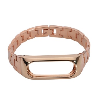 Stainless Steel For Xiaomi Mi Band 2 Strap Wrist Band for Mi band 2 Smart Bracelet Metal Strap for Miband 2 Wristband rose gold - intl  