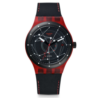 Swatch - Jam Tangan Pria - Merah - Rubber Hitam - SUTR400  