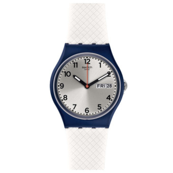 Swatch - Jam Tangan Wanita - Biru-Putih - Rubber Putih - GN720 White Delight  