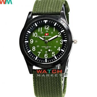 Swiss Army 0028 - Jam Tangan Wanita - Strap kanvas - Hitam Hijau  