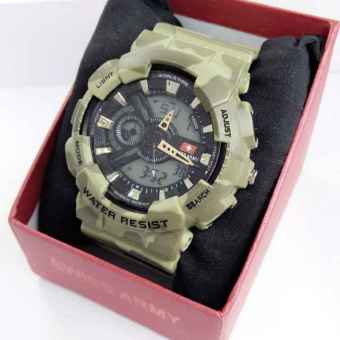 Swiss Army AL-635KY2 - Jam Tangan Sport Pria Dual Time- Digital Analog - Corak Loreng  