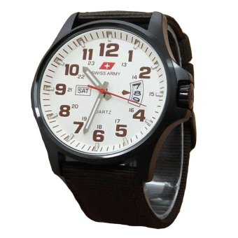 Swiss Army Canvas - Jam Tangan Pria - Strap Canvas - SA 1191 BW  